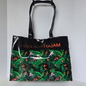 Tropical Floral Tote Shoulder with 'Hafa Adai Guam' Text
